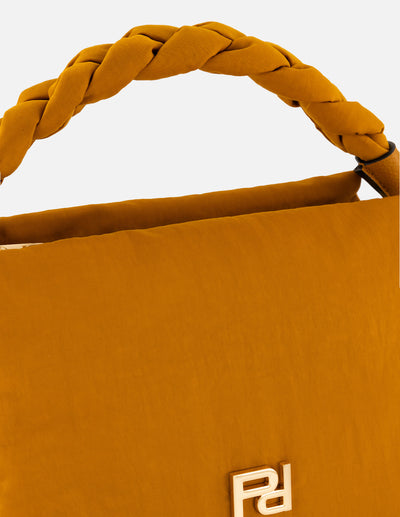 Bandolera color amarillo nylon de mujer asa trenzada