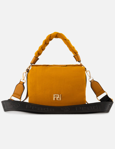Bandolera color amarillo nylon de mujer asa trenzada