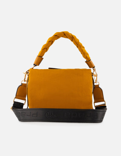 Bandolera color amarillo nylon de mujer asa trenzada