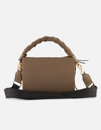 Bandolera color beige nylon de mujer asa trenzada