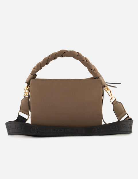 Bandolera color beige nylon de mujer asa trenzada