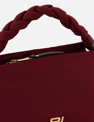 Bandolera color vino nylon de mujer asa trenzada