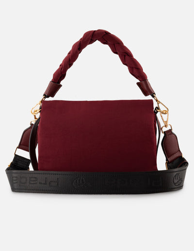 Bandolera color vino nylon de mujer asa trenzada