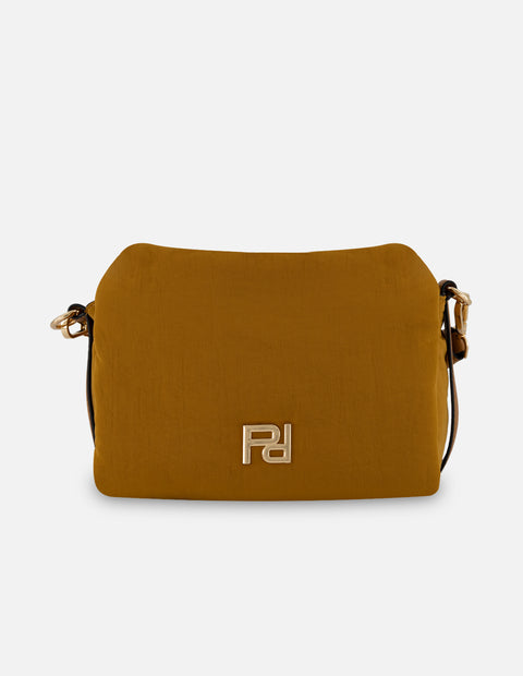 Bandolera color amarillo nylon de mujer asa trenzada