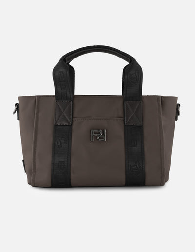 Bolso de mano gris nylon de mujer correa con Pd