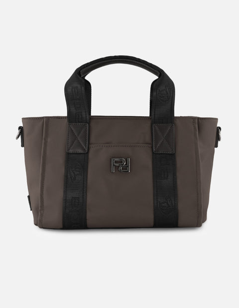 Bolso de mano gris nylon de mujer correa con Pd
