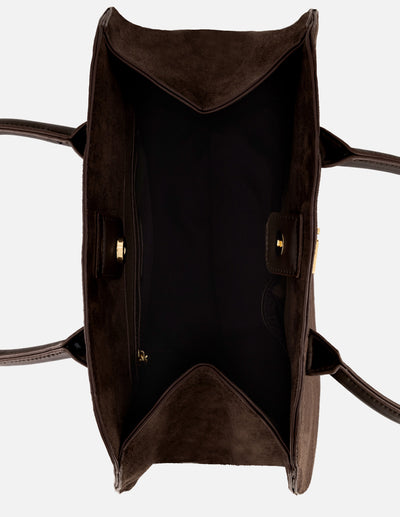 Bolso de hombro café ante vegano de mujer gran capacidad