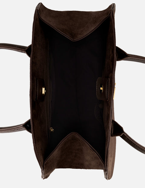 Bolso de hombro café ante vegano de mujer gran capacidad