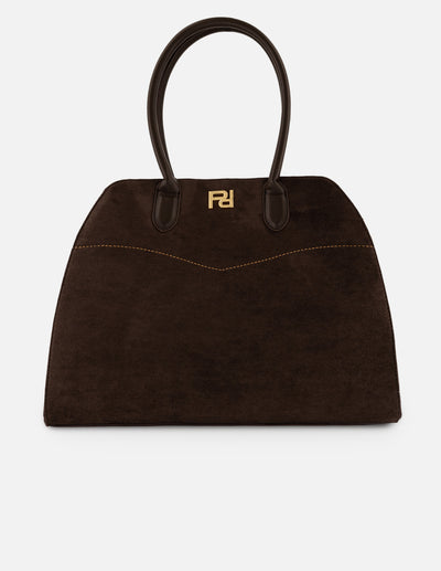 Bolso de hombro café ante vegano de mujer gran capacidad