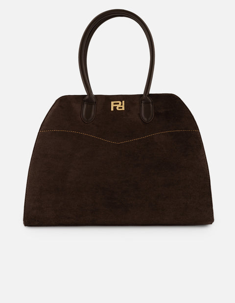 Bolso de hombro café ante vegano de mujer gran capacidad