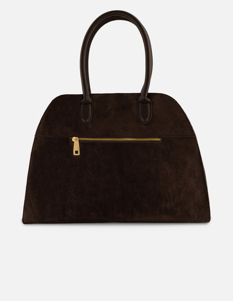 Bolso de hombro café ante vegano de mujer gran capacidad