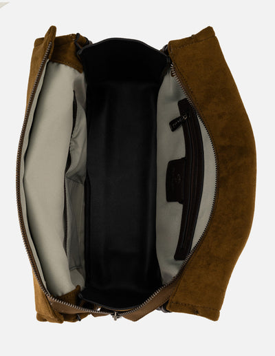 Bolso hombro de mujer café ante vegano Pd con cadena plateada