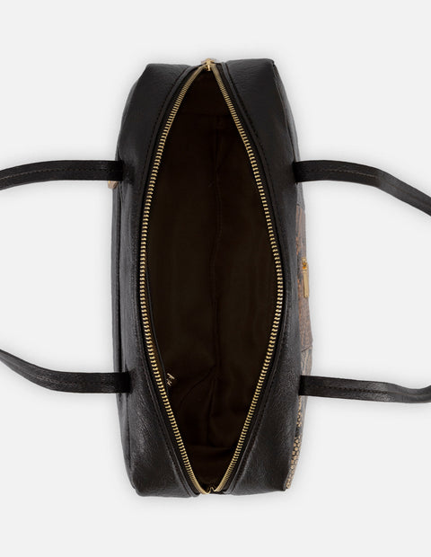 Bolso de hombro café piel vegana con grabado tipo serpiente