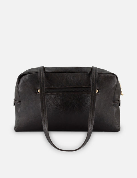 Bolso de hombro café piel vegana con grabado tipo serpiente