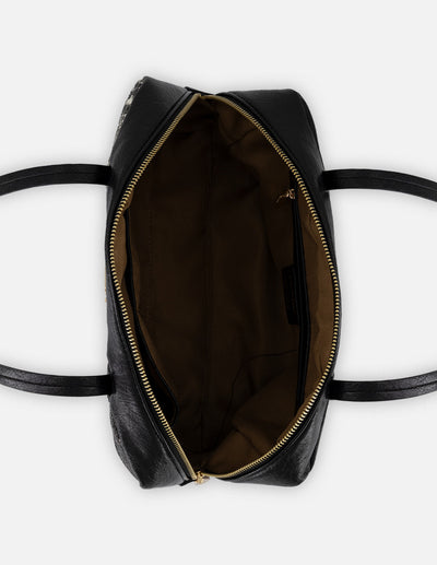Bolso de hombro negro piel vegana con grabado tipo serpiente