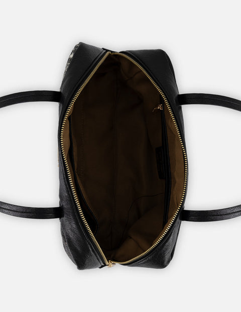 Bolso de hombro negro piel vegana con grabado tipo serpiente
