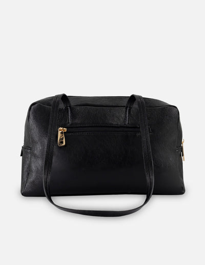Bolso de hombro negro piel vegana con grabado tipo serpiente