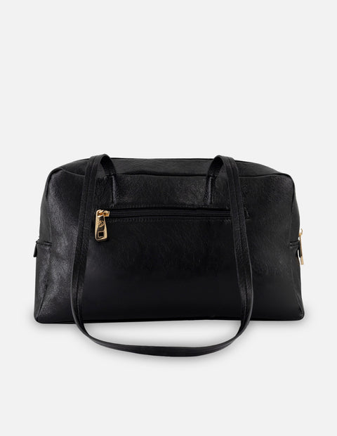 Bolso de hombro negro piel vegana con grabado tipo serpiente