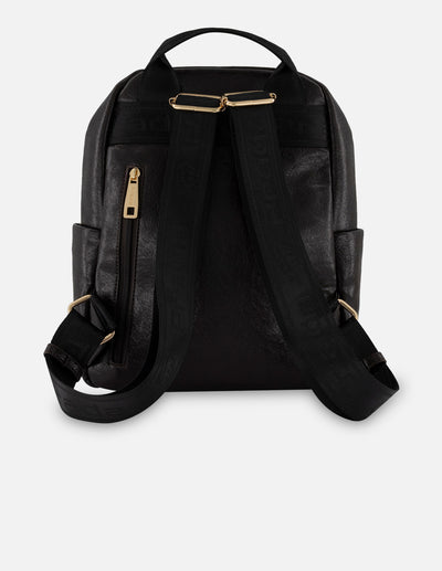 Mochila café piel vegana tipo serpiente para mujer con grabado