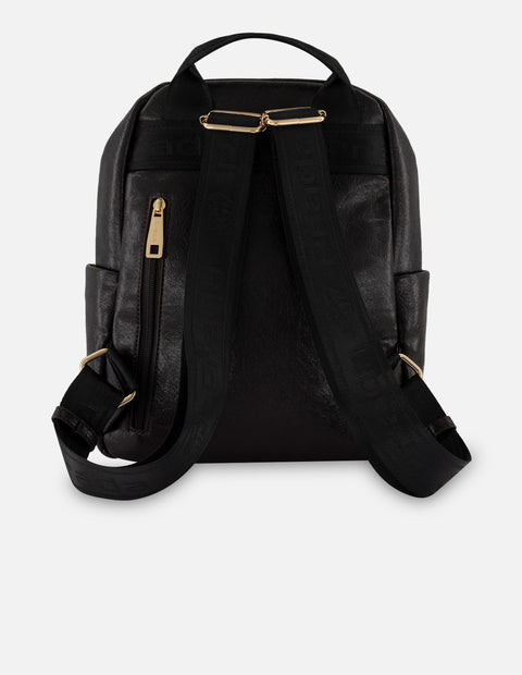 Mochila café piel vegana tipo serpiente para mujer con grabado