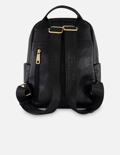 Mochila negro piel vegana tipo serpiente para mujer con grabado