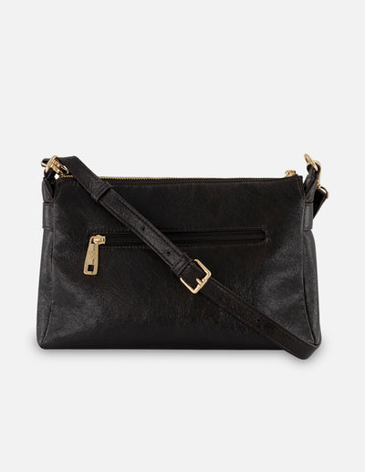 Bolso hombro café piel vegana para mujer con grabado serpiente