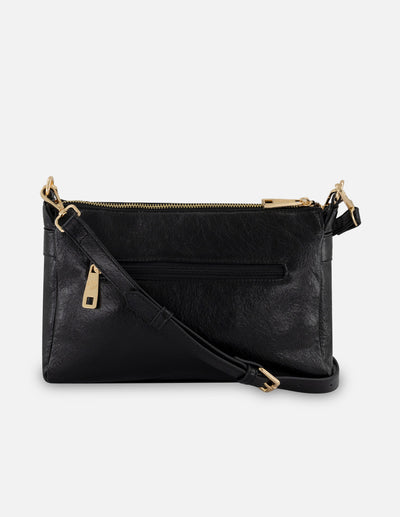 Bolso hombro negro piel vegana para mujer con grabado serpiente
