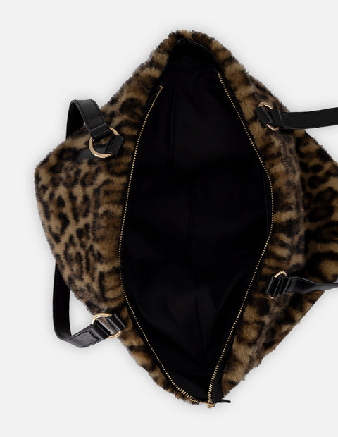 Tote cuero pelo sintético para mujer con animal print