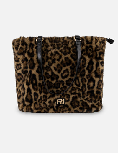 Tote cuero pelo sintético para mujer con animal print
