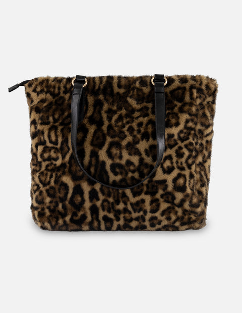 Tote cuero pelo sintético para mujer con animal print
