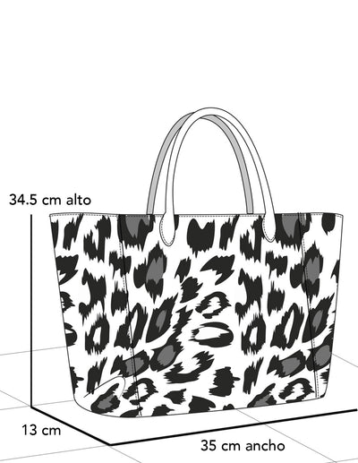 Tote gris pelo sintético para mujer con animal print