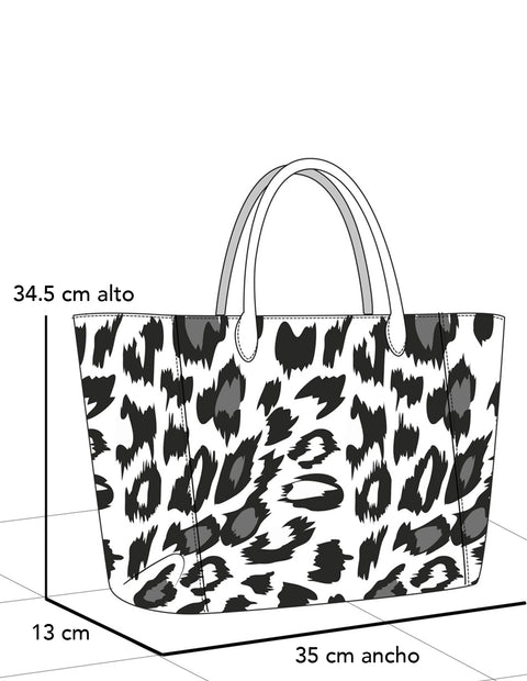 Tote cuero pelo sintético para mujer con animal print