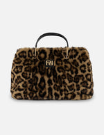 Bolso de mano cuero pelo sintético para mujer con animal print