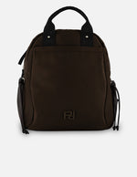 Mochila nylon y piel vegana café para mujer