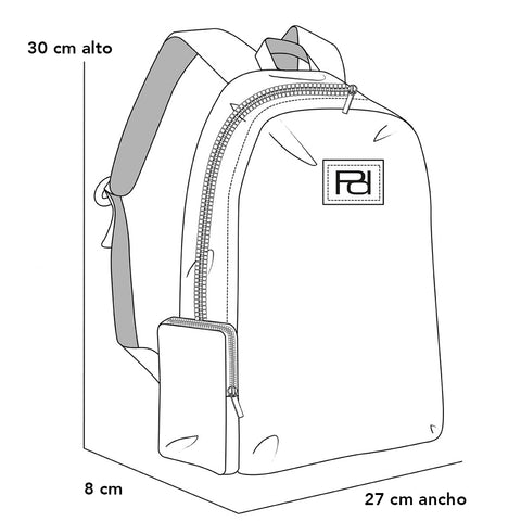 Mochila beige en nylon y piel vegana para mujer