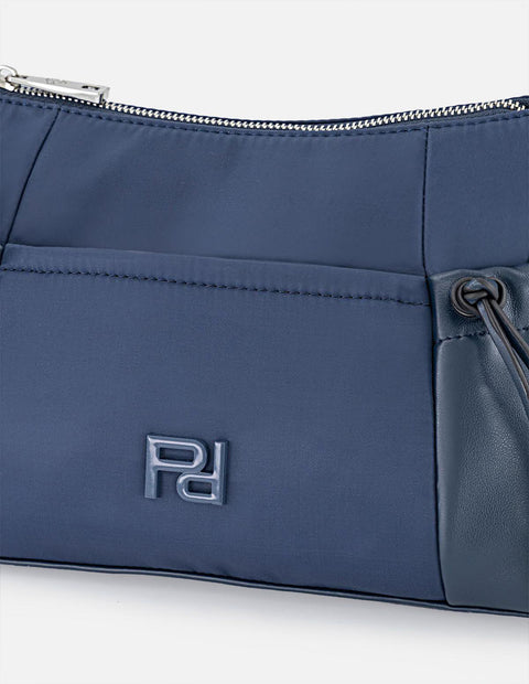 Bolso azul de hombro en nylon y piel vegana para mujer