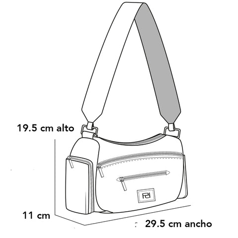 Bolso azul de hombro en nylon y piel vegana para mujer