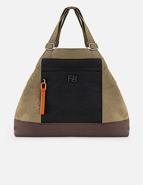 Maleta multicolor con adorno naranja para mujer