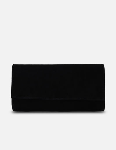 Clutch de ante color negro para mujer con acabado suave