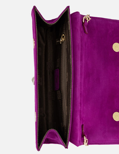 Clutch de ante color rosa para mujer