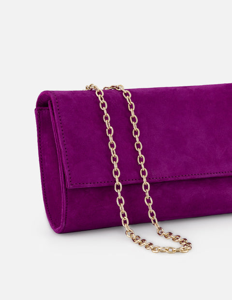 Clutch de ante color rosa para mujer