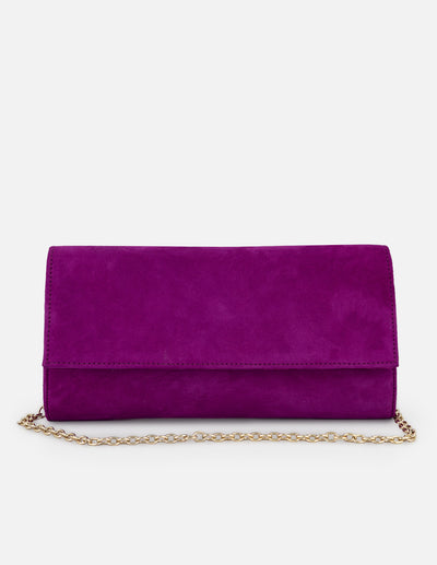 Clutch de ante color rosa para mujer