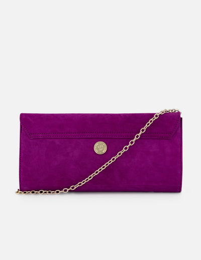 Clutch de ante color rosa para mujer