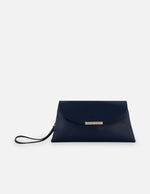 Clutch de piel color azul para mujer