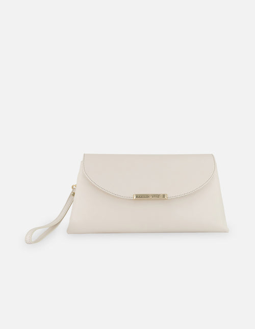 Clutch de piel color blanco para mujer
