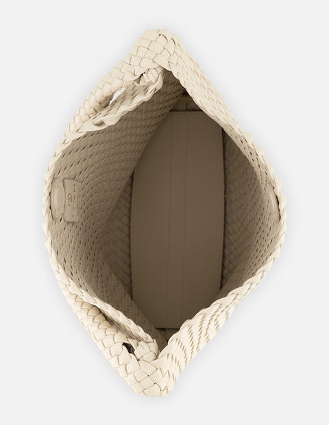 Tote blanco en piel vegana trenzada para mujer