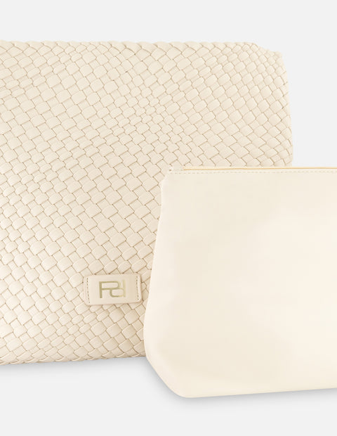 Tote blanco en piel vegana trenzada para mujer