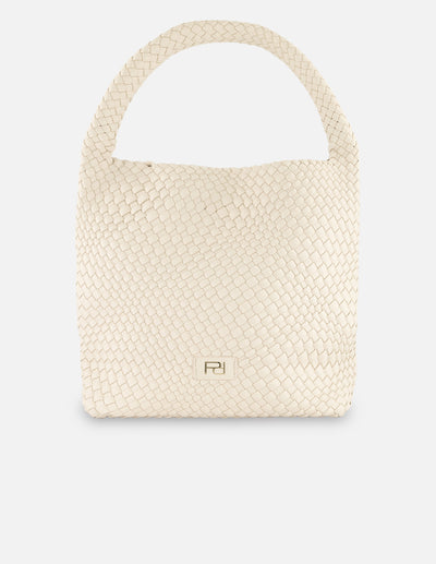 Tote blanco en piel vegana trenzada para mujer