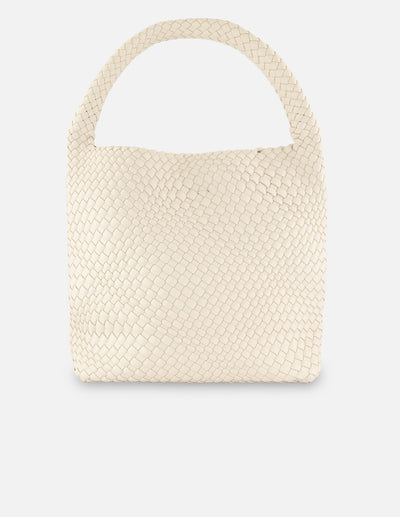 Tote blanco en piel vegana trenzada para mujer
