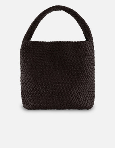 Tote café en piel vegana trenzada para mujer